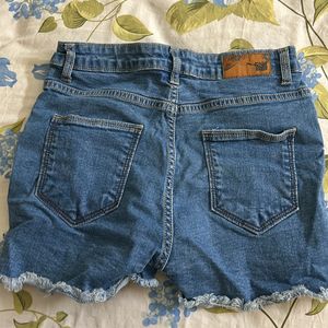 Women Solid Denim Shorts