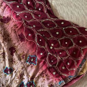 Maroon Heavy Saree With Stitched Blouse