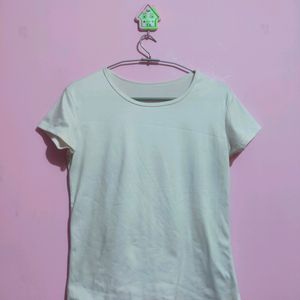 White Slim Fit Tshirt For Women