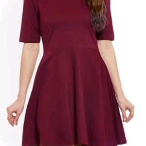 Maroon Flared And Fit Dress