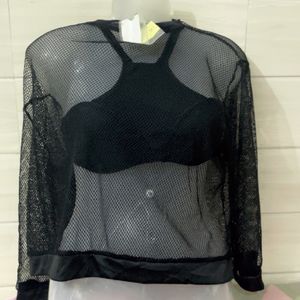 NEW WITH TAG BLACK MESH TOP