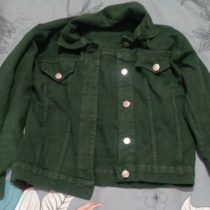 Crop Green Denim Jacket