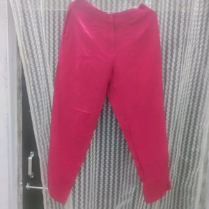 Pink Ankle Length Cotton  Pant