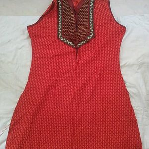 Red Cotton Kurti