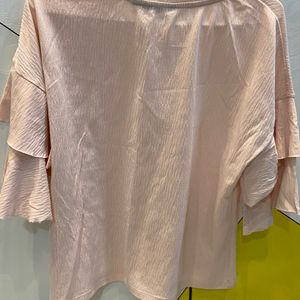 Peach Top With Designer Sleeves