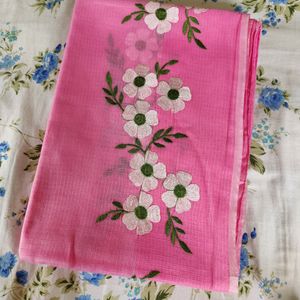 Pink Floral Organza Saree