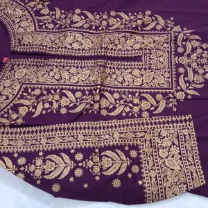 Vishudh Brand Plum Gold Kurta