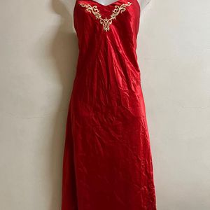 Korean Designer Red Silk One Piece