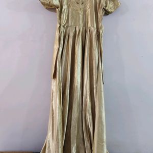 Set Gold Colour Gown With Jacket & Dupatta