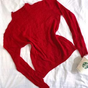 Pinterest Red Knitted Oversized Pullover Top