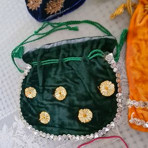 Combo of 4 Velvet Potli Bags