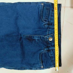 Denim Pencil Skirt With Front Slit