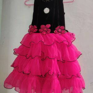 Beautiful Pink And Black Dress For Girls