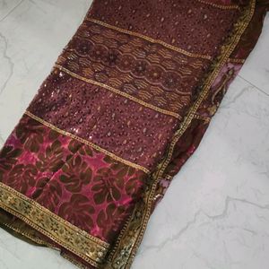 Half & Half Georgette Half Net Saree