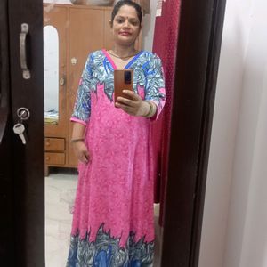 Beautiful Blue And Pink Designer Maxi Kurti