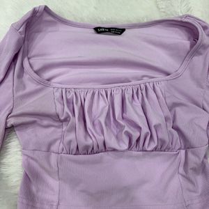 Petite Lavender Cute Crop Top Ruched