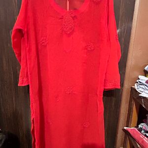 Red Chikenkari Kurta❣️