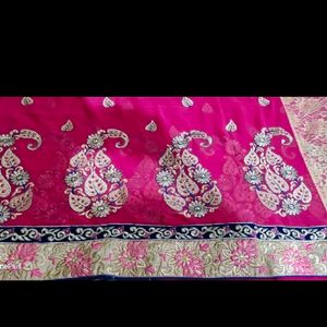 Net Chiffon Rose Pink Sari