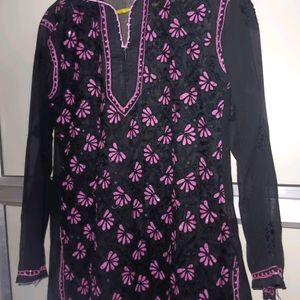 Black Chikankari Kurti