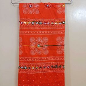 Cotton Dupatta With Mirror Work.