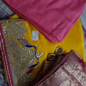 Karwachauth Special Pure Upada Suit With Handwork