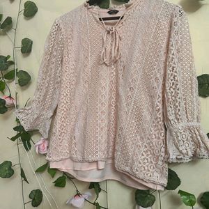 Peach Colour Net Top