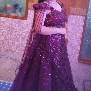 Lehnga With Crop Top And Attached Dupatta