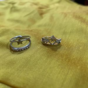 Adjustable SS Rings With Brooch