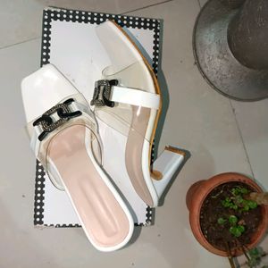 Embellished Transparent White Heels