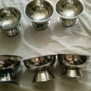 set Of 6 Stainless Steel Icecream Bowls