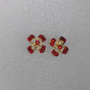 Red Flower Stone Stud