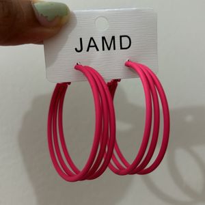 Hot Pink Triple Big Hoop Earrings