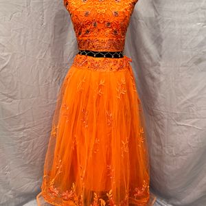 Orange Crop Top ,choli Lehenga