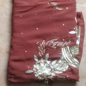 Beautiful Saree with sliver Design