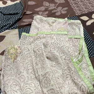 Pista  Green Lahnga Chunni ( Stained Are Washable)