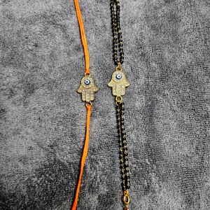 Handmade Couple Rakhi With Charm