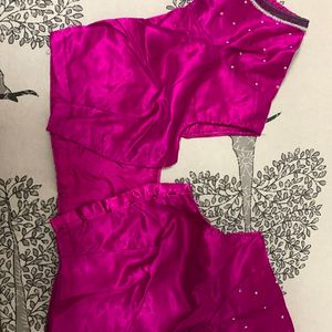 Set Of 3✨Purple Heavywork  Saree Blouse Petticoat