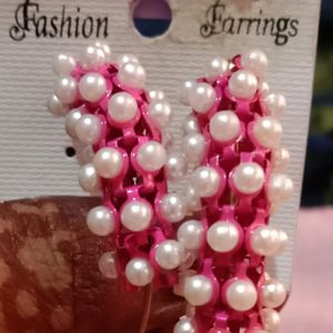 White Beads With Colour Earrings..