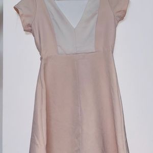 Elegant Pink Peach V Neck Knee Length Dress