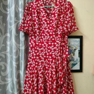 Red floral dress