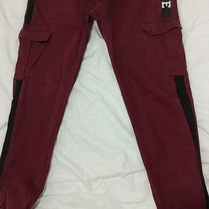 Men's Cargo Pants, Maroon Colour