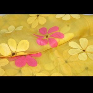 So.Si.ra Yellow Hand-painted Organza Saree