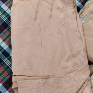 Partywear Peach Silk Kurta Set