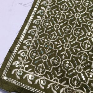 Neck Embroidery Patch Mehendi Green Golden Colour