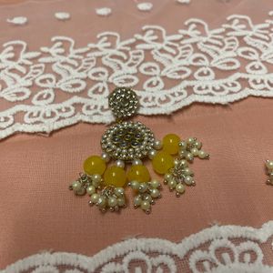 Yellow Kundan Earring