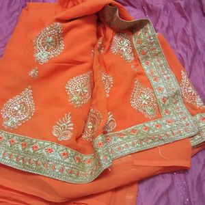 Party Wear Saree With Blouse Pcs