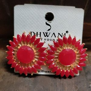 Beautiful Red Colour Earrings For Festive Occasion