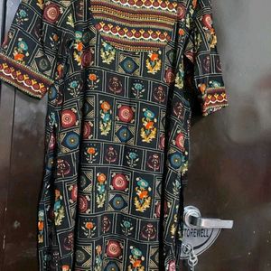 Black Multi Printed Kurti For Girl & Woman 46 Bust