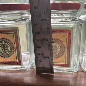 Set Of 4 Glass Storage Jars With Lid - Square