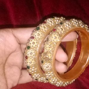 golden multicolour stone bangles